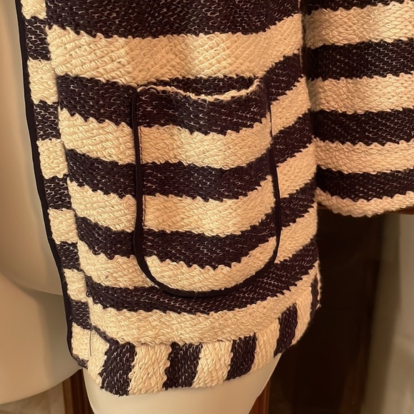 Promod blue and white striped knit cardigan jacket - size medium - Picture 3 of 4